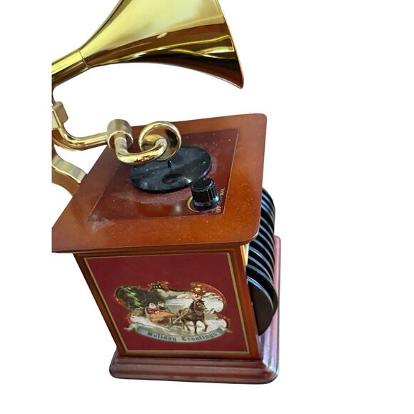 Vintage MR. CHRISTMAS Harmonique Gramophone Music Box Player w/ 12 Mini Vinyls - Picture 2 of 5